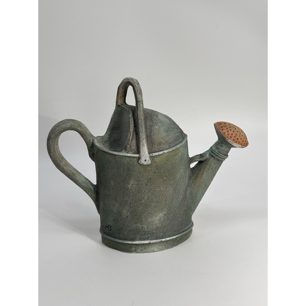 Vintage Marjolein Bastin Cast Iron Green Watering Can Doorstop 6.5" Hallmark